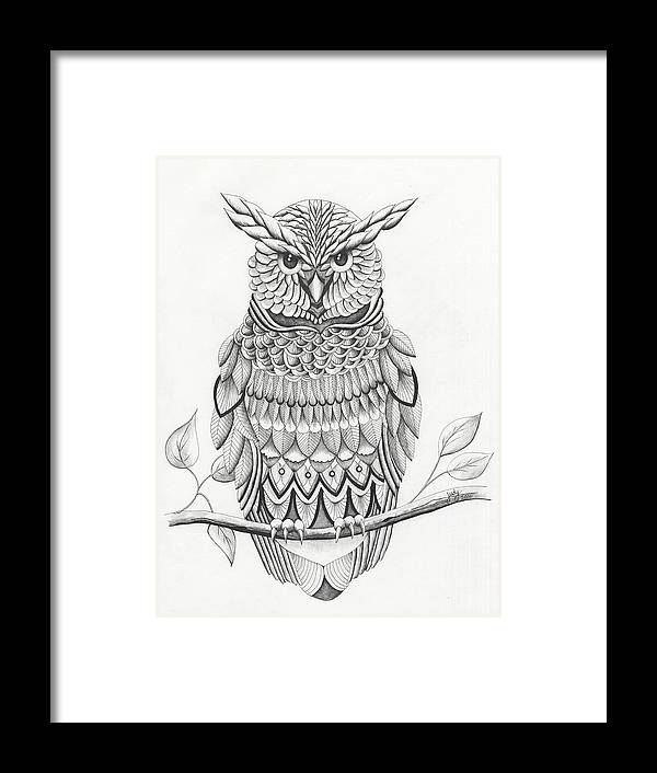 Owl Stylized - by Judy (Imeson) Horan - ink on vellum